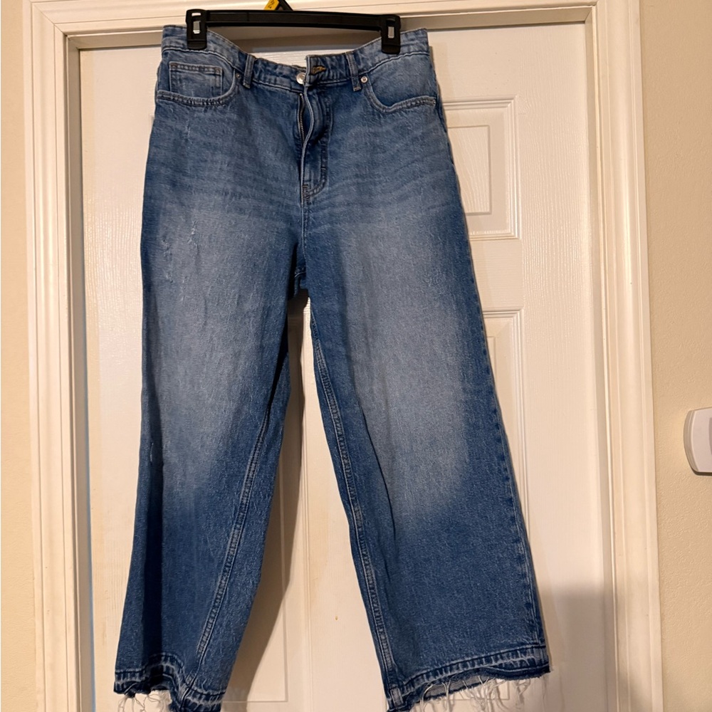 Wide Leg Blue Denim Women's Pants